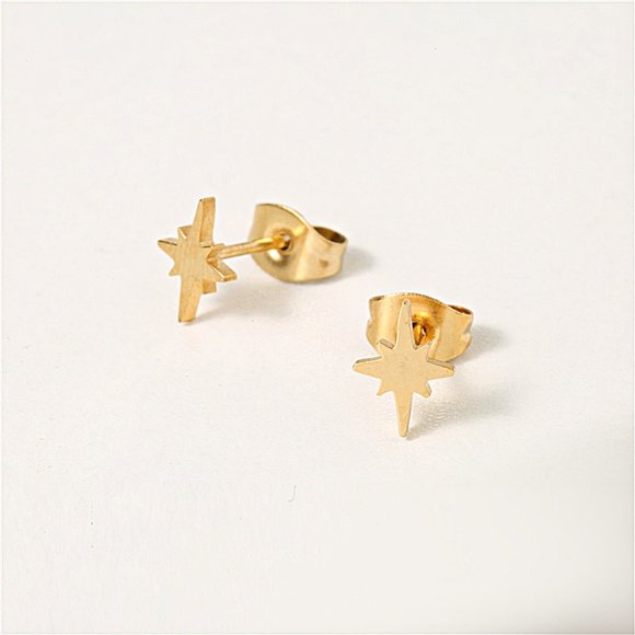 Sparkle Star 18K Gold Plated Sterling Silver Stud Earrings - Picture 5 of 7